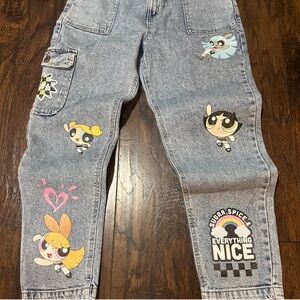 Kids Denim Jeans with Cartoon Print powerpuff girls